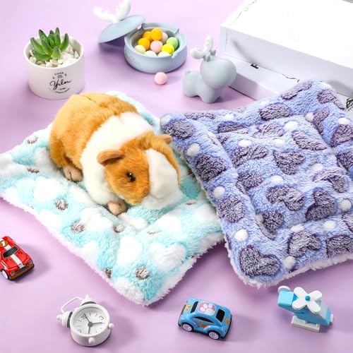 Jetec 3 Pcs Guinea Pig Beds, Fleece Small Animal Mats, Heart, Purple
