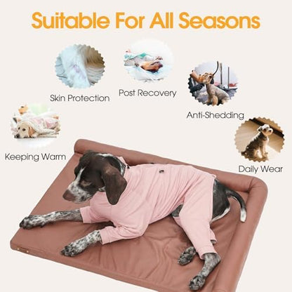 Recovery Suit for Large Dogs, Adjustable Dog Onesie, Pink, L