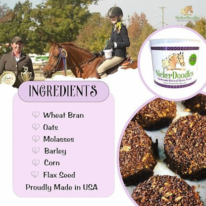 NickerDoodles Horse Treats - 2 lb Pail - Effortlessly Give Medications with Our Soft Baked Treats - Training Treats are The Perfect Motivator - No Additives or Preservatives