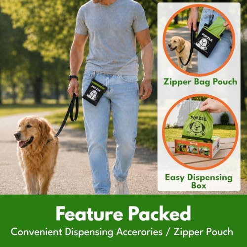 Pupzle 2-Ply Thick Dog Poop Bags, Multi-layered Hand Protection, 250 Count