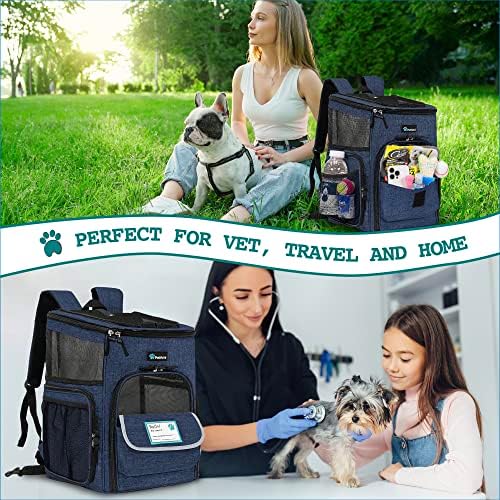 PetAmi Dog Backpack Carrier, Airline Approved 4-Way Entry Cat Bag, Blue