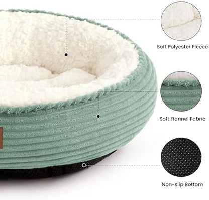 Love's cabin Round Donut Cat and Dog Cushion Bed, 30in Pet Bed for Medium or Large Dogs, Anti-Slip & Water-Resistant Bottom, Soft Durable Fabric Pet Beds, Washable Calming Cat Bed, Apple Green