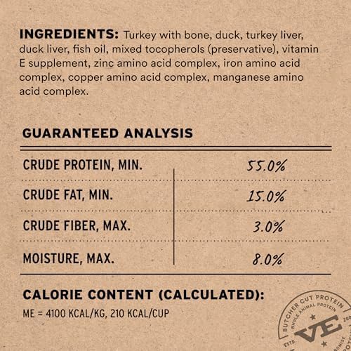Vital Essentials Freeze Dried Cat Food, Turkey & Duck Nibs, 12 oz Bag