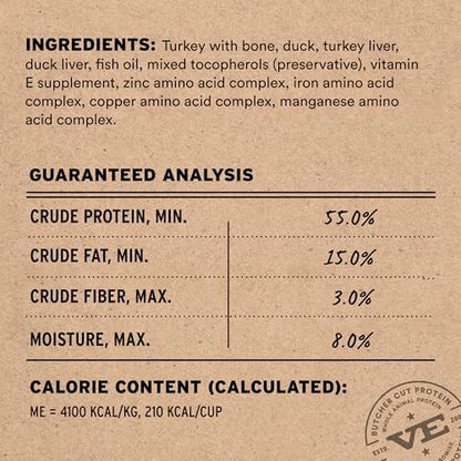 Vital Essentials Freeze Dried Cat Food, Turkey & Duck Nibs, 12 oz Bag