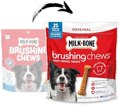 Milk-Bone Brushing Chews Original Chicken Flavor Daily Dental Dog Treats, Small/Medium, 19.6 Oz. Bag (Pack of 5)