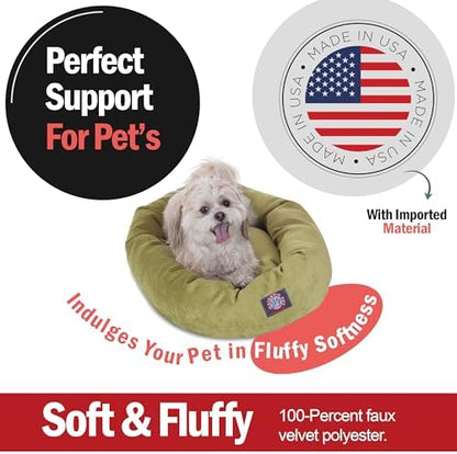 Majestic Pet Micro Velvet Dog Bed, 24 Inch Small, Round, Washable, Apple