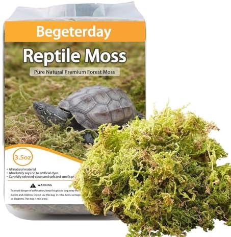 3.5oz Pure Natural Reptile Moss for Humidity, Great for Snakes, Turtle and Other Reptiles, Good for Terrariums for Reptiles & Amphibians