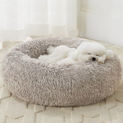 WNPETHOME Small Round Calming Dog Bed Cat Bed for Comfy Sleep