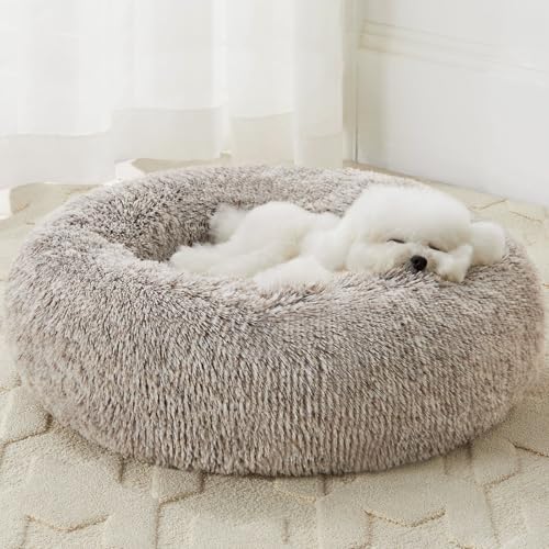 WNPETHOME Small Round Calming Dog Bed Cat Bed for Comfy Sleep