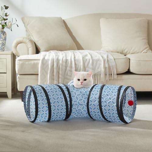 Cat Tunnels for Indoor Cats 3 Way Play Toy Kitty Tunnel Peek Hole Toy with Ball for Cat Tube Fun for Rabbits Kittens and Dogs
