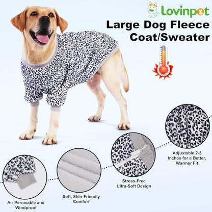 LovinPet Flannel Dog Coat, Winter Dog Coat, Black White Leopard, XL