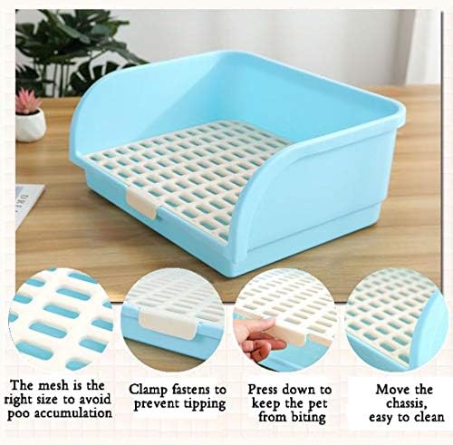 Hamiledyi Large Rabbit Litter Box Corner Bedding Box Chinchilla Toilet Trainer Square Potty Pet Pan for Adult Guinea Pig, Galesaur.Ferret and Other Animals Blue