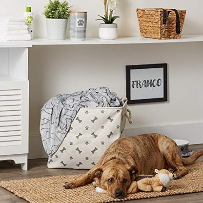 Bone Dry Pet Storage Collection Paw and Bone Print, Large Rectangle, 17.5x12x15", Gray