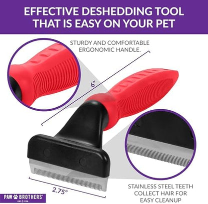 RYAN'S PET SUPPLIES Deshedding Tool, Red, Medium, Professional Dog Grooming Brush for Shedding, Pet Hair Remover, Fur Removal Brush for Medium and Long Pet Hair
