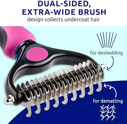Pat Your Pet Deshedding Brush & Metal Comb Grooming Combo for Cats & Dogs
