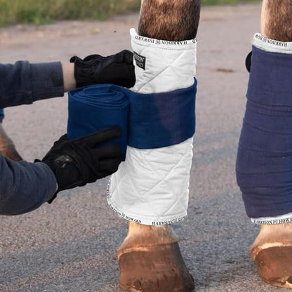 Harrison Howard Quilted Horse Leg Wraps, Standing Wraps for Horses Stable & Recovery, Soft Padded Horse Bandage Liners-White L