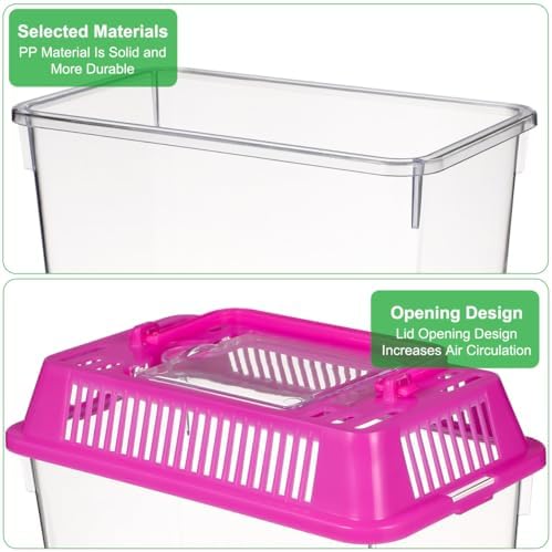 HANABASS Portable Fish Tank Handheld Aquarium with Handle Transparent Plastic Mini Fish Box for Turtle Hamster Pet Breeding Case 5.90 X 4.33 X 3.74 in Set of 4