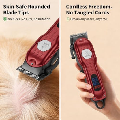 Dog Cordless Grooming Kit Low Noise for Heavy Thick Hair&Coats