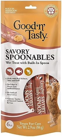 Good 'n' Tasty Savory Spoonables Cat Treat, Salmon Tuna Krill, 6 Count