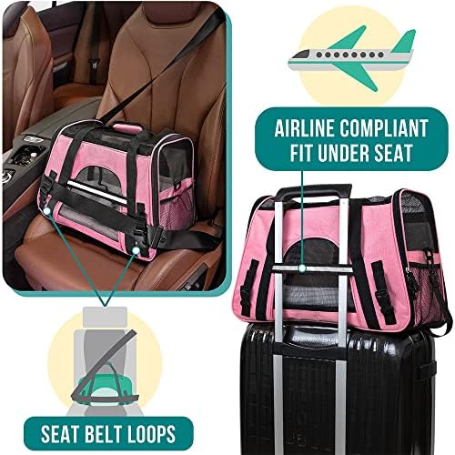 PetAmi Airline Approved Pet Carrier for Cats & Small Dogs, Small, Pink