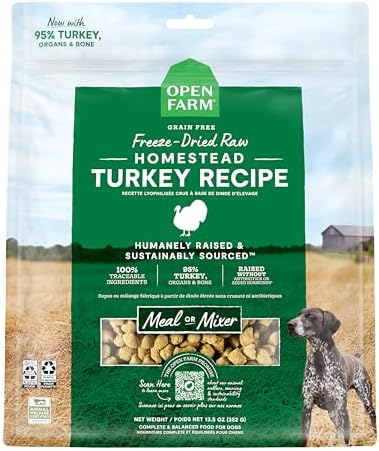 Open Farm Freeze Dried Raw Dog Food, Turkey Bite-Sized Morsels, 13.5oz Bag