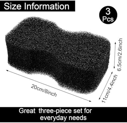 Eaasty 3 Pcs Horse Groomer Sponge Scrubber Massager Horse Grooming Brush Kit Supplies Large Soft Care for Cleaning Washing Bathing, Black, 4.33 x 7.87 x 2.56 Inch