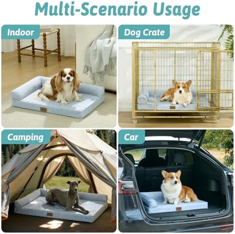 COZY KISS Cooling Dog Bed, Q-Max >0.4 Orthopedic Foam Dog Bed with Sides