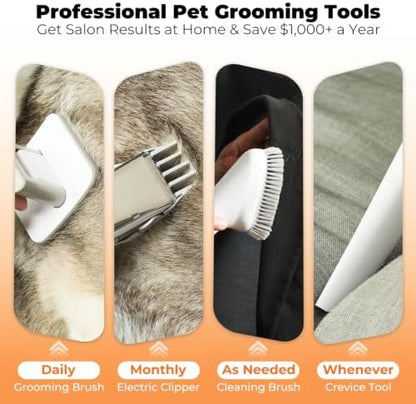 Dog Grooming Vacuum Kit, 12000Pa Pet Hair Vacuum with Clipper