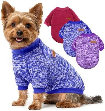 3 Pack Dog Sweaters for Small Dogs Girl Boy Winter Fleece Clothes Warm Soft Dog Sweatshirt Outfit for Dogs Cats Pet Apparel