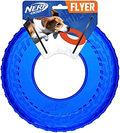 Nerf Dog 10in Enhanced Translucent TPR Tire Flyer - Blue,Medium Breeds