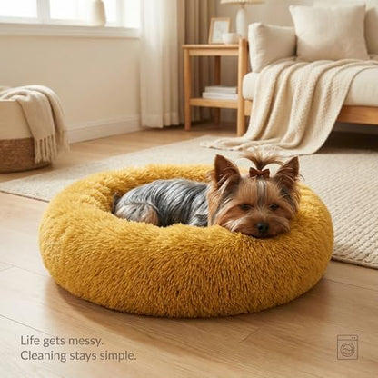 nononfish Puppy Bed for Small Dogs,Soft Calming Donut Bed