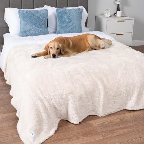 PetAmi Soft Plush Sherpa Dog Blanket for Pet Cat, X-Large 60x80, Beige