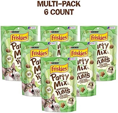 Friskies Purina Party Mix Natural YUMS Cat Treats, Catnip, (6) 6 oz