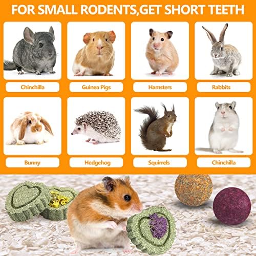 YIXUND Rabbit Toys Bunny Toys 26Pcs Natural Timothy Hay Sticks Apple Wood Sticks Handmade for Guinea Pig Hamster Rat Chinchilla