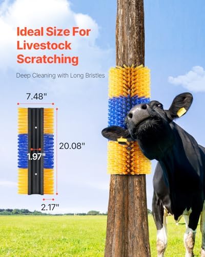VEVOR Livestock Scratching Brush, 6 Pcs with 12 Screws, 20 x 7.5 in Cow Scratcher, for Back Itch Relief & Keep Cleaning, Grooming & Scratching for Horse, Pig, Cattle Supplies