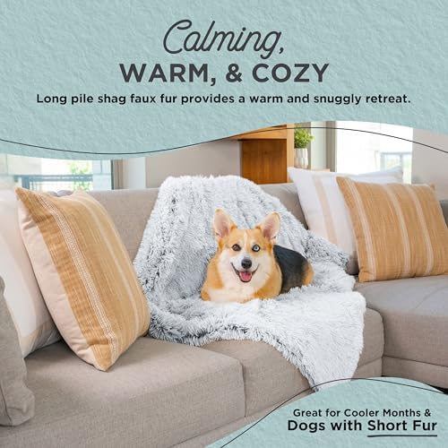Best Friends by Sheri Dog Blanket, Shag Faux Fur, Frost Gray, 30" x 40"