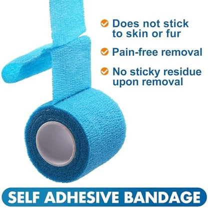 Lotfancy 10 Rolls Self Adhesive Vet Wrap, 2 Inch Cohesive Bandage Wrap for Wound Care, Elastic Pet Tape for Dogs, Cats, Horses, Breathable Medical First Aid Tape for Paw, Leg, Foot, Assorted Colors