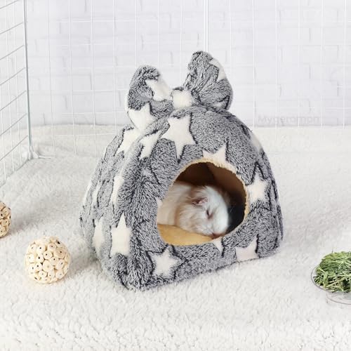 Mygeromon Guinea Pig Bed Rabbit Hideout Cuddle Cup Washable (Star Style)