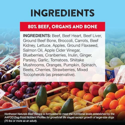 Northwest Naturals Freeze-Dried Beef Dog Food - Bite-Sized Nuggets - Grain-Free, High-Protein, Raw Diet, Human-Grade Ingredients, All Natural, Premium Quality, Healthy & Nutritious - 12 Oz