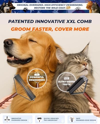 Max Undercoat Rake for Dogs & Cats, Dog Brush for Shedding, Dematting Comb