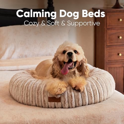 FUKUMARU Small Dog Bed, 25" Orthopedic Dog Bed for Puppies, Donut Cat Beds