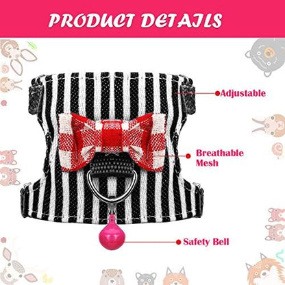SATINIOR 2 Pieces Small Hamster Harness and Leash Set,S,Black, Pink