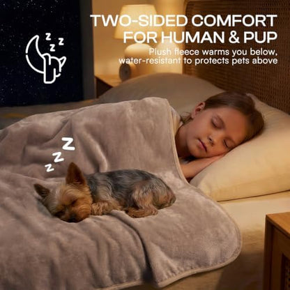 Luciphia Waterproof Pet Blanket, Washable Reversible Sherpa Fleece Throw