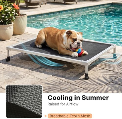 Veehoo Chew Proof Elevated Dog Bed, Silver Aluminum Dog Cot, Pre-Assembled