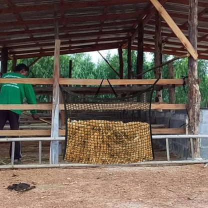 2.6x2.6 Ft Round Bale Hay Net for Horses & Goats, 1.2" Holes Slow Feeder Hay Nets with Hay Net Repair Tool