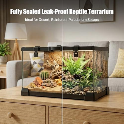 15 Gallon Fully Assembled Glass Reptile Enclosure, 20" x 12" x 14"