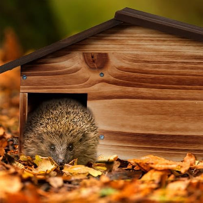 Relaxdays Hedgehog House, Wooden Protective Box, 2 Rooms, Hibernation Den