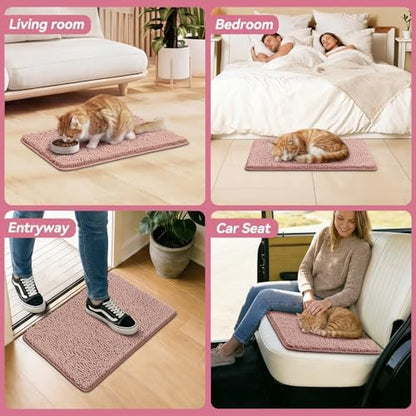Bcoimo Super Absorbent Cat Door Mat, 24"*17" Anti Slip Mat for Muddy Paws