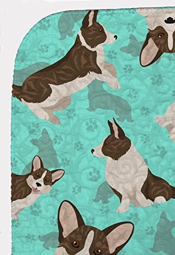 Caroline's Treasures MLM1046LQB Brindle Cardigan Corgi Quilted Blanket 50x60 Artwork Pattern Quilted Throw Blanket for Bed, Couch, Sofa, Soft and Lightweight