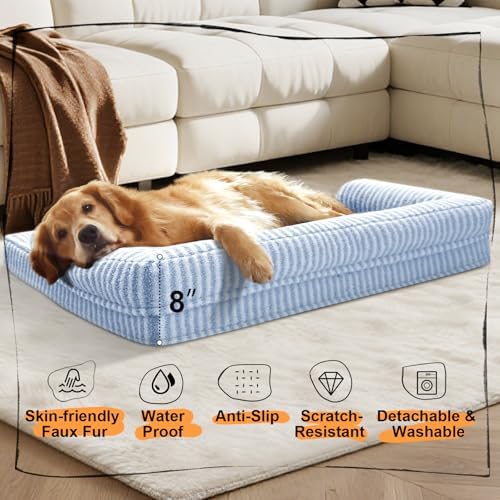 MEKIY Orthopedic XL Dog Bed with Bolster for Extra Large Size Dogs